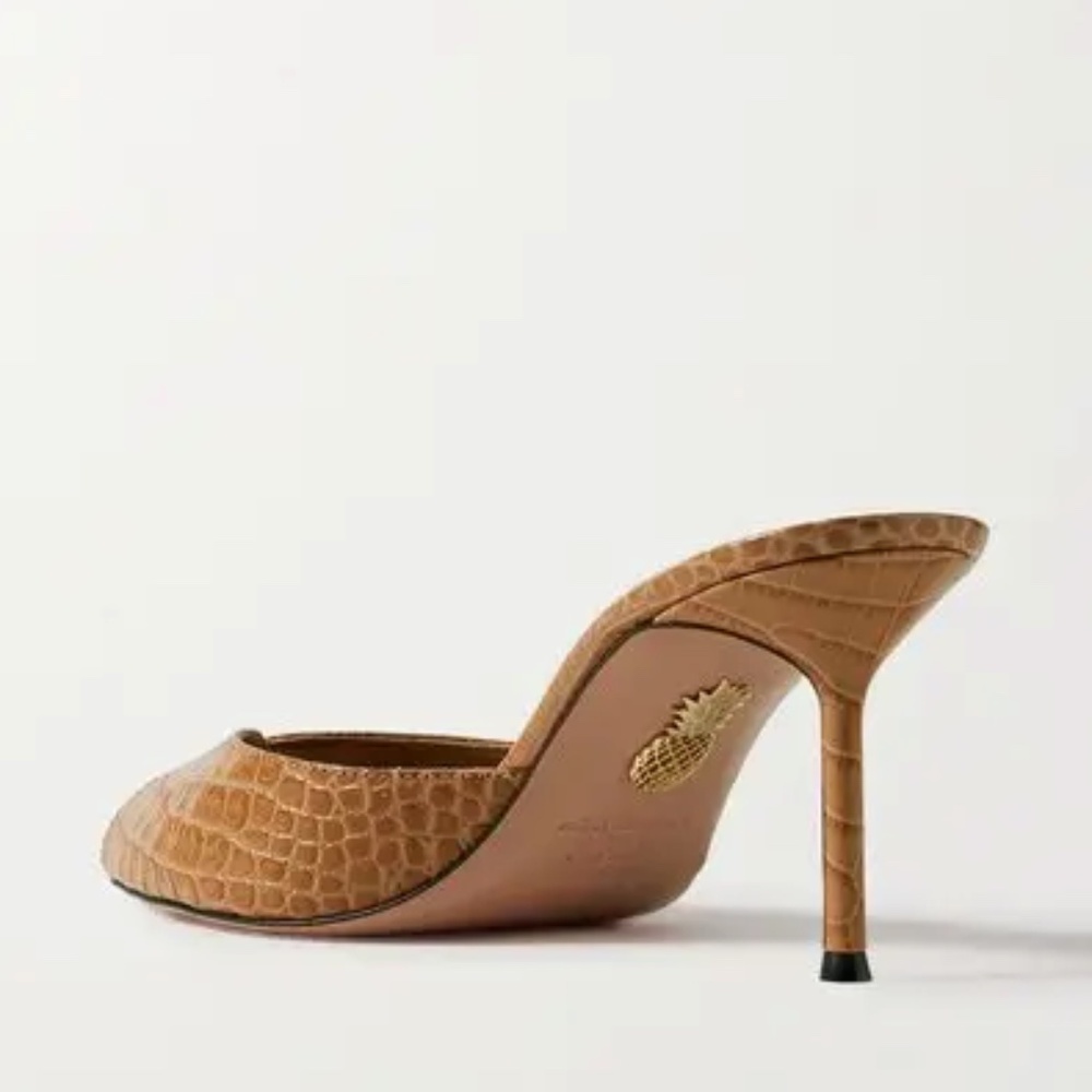AQUAZZURA Alex Rivière 85 Croc-embossed Leather Mules size 35/5 (photos coming) - Picture 12 of 12